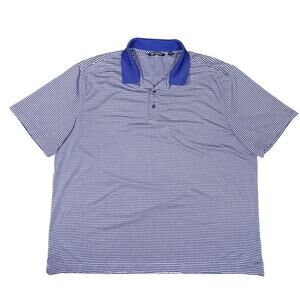 Cutter & Buck Polo Men's XXL Blue Striped Stretchy Performance Golf‎ Shirt